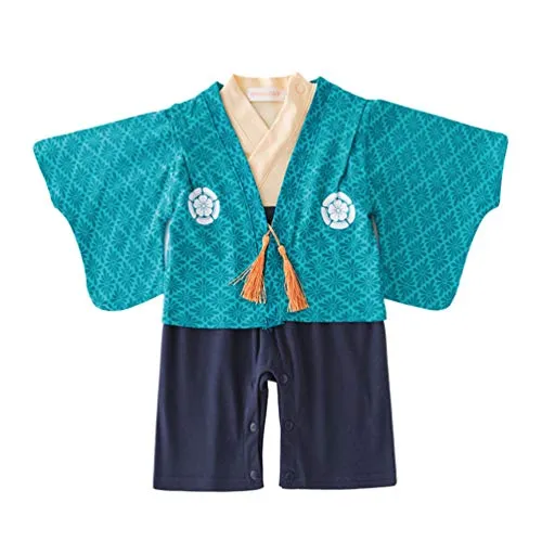 Happyyami Pagliaccetto Neonato Cotone Tuta Neonato Kimono Pigiama Giapponese con Cappotto per Ragazzi Ragazze
