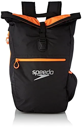 Speedo Team Rucksack III Zaino per attrezzature, Unisex Adulto, Black/Fluo Orange 24x36x45 cm