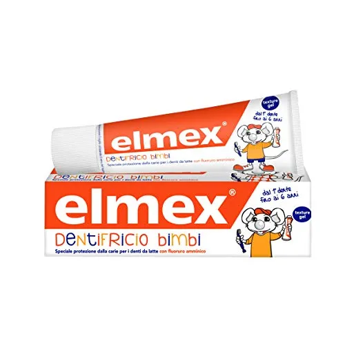 elmex Dentifricio Bimbi 0-6 Anni, con Concentrazione Ridotta di Fluoruro Amminico, Protezione Anticarie Speciale per i Denti da Latte, 0% Coloranti, 50 ml