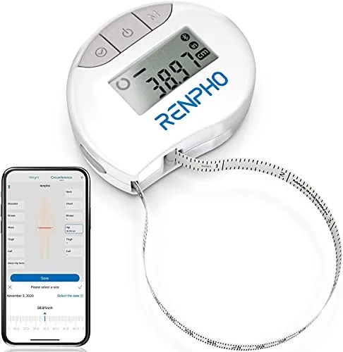 RENPHO - Metro a Nastro Smart per Misurazione del Corpo con App Tramite Bluetooth, per Misurare Varie Circonferenze del Corpo, Aumento Muscolare, Risultati di Fitness e Bodybuilding, in Pollici e CM