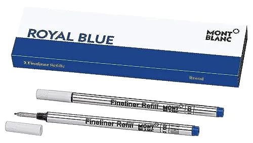 Montblanc 124500 - Refill (B) per fineliner e roller, Royal Blue (blu Reale) – Ricariche di alta qualitá, punta spessa, 1 x 2 Refill