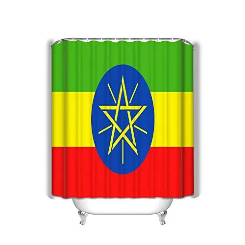 Xunulyn Ethiopia Flag Icon Ethiopia Flag Flat Icon High Resolution Photography Home Postcard Decor Shower Curtain 60"x72"