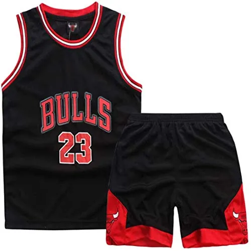 Formesy Ragazzi Ragazze Chicago Bulls Jorden # 23 Pantaloncini da Basketball Jersey Set di Abbigliamento Sportivo Maglie Estate Suit Kit Set Retro Shorts e Jersey Basket Uniform Top e Shorts