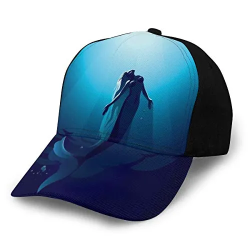 Hip Hop Sun Hat Baseball cap,Mermaid in Deep Water Swimming Up To The Surface Sunlight Rays Picture Ocean Theme,for Men&Women