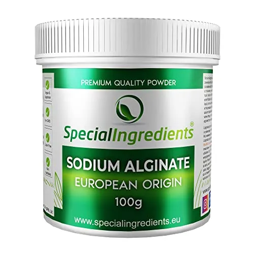 Special Ingredients Alginato di sodio 100 g - E401 - ideale per la sferificazione - Gluten free, adatta a vegani, priva di OGM - Confezione riciclabile