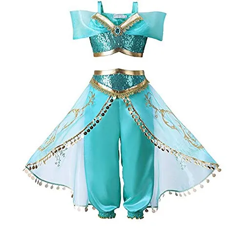 GTKC Ragazza di Halloween Jasmine, la Principessa Cosplay Vestito di Teatro Danza Costume Due pezzi del set 120