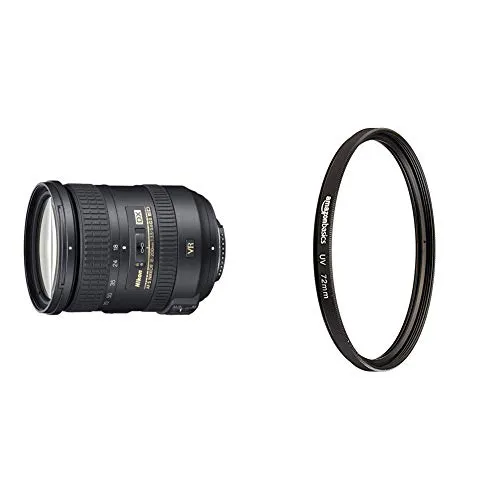 Nikon Obiettivo Nikkor AF-S DX 18-200 mm f/3.5-5.6G ED VR II, Nero [Versione EU] & AmazonBasics - Filtro di protezione UV - 72mm