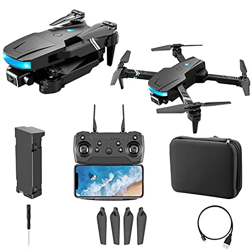 Drone con fotocamera 4K HD video in tempo reale pieghevole telecomando quadcopter adatto per i principianti giocattoli per bambini, 2 batterie, telecamere doppie