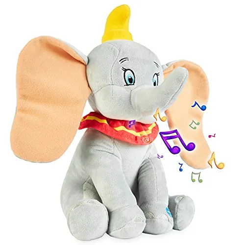 Disney Peluche Neonato Dumbo Stitch Pupazzo Parlante Giocattoli Bambino 1 Anno + (Grigio Dumbo)