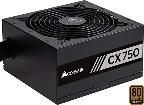 Corsair CX750 Alimentatore PC, 80 Plus Bronze, 750 W, CX (Cavi fissi), EU, Nero