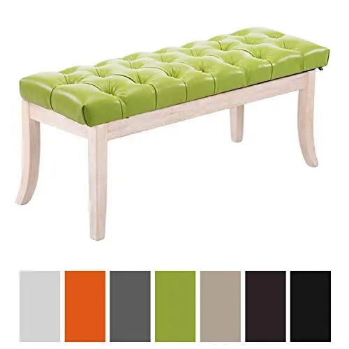 CLP Panca Design Chesterfield Ramses in Similpelle - Panchina Ingresso Imbottita Capitonné I Panchina Fondo Letto Elegante I Panca Corridoio Telaio Bianco Antico, Colore:Verde, Dimensione:100 cm