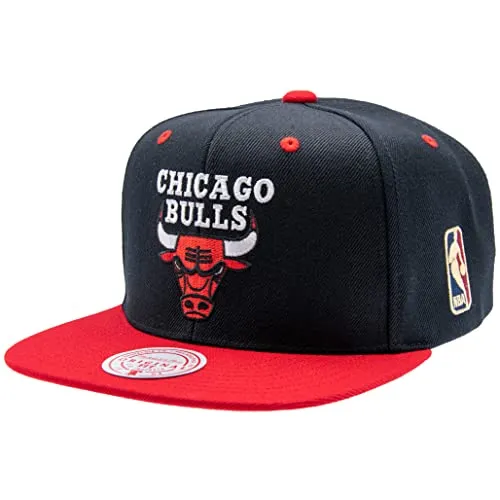 Mitchell & Ness Bulls Special Snapback - Logo nostalgico dei Chicago Bulls, NBA HWC, colore: nero/rosso