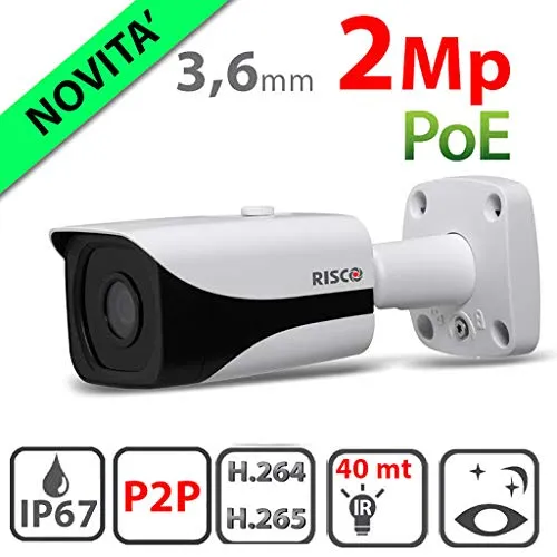 Risco RVCM52P1100A telecamera ip bullet da esterno 2mp - ottica 3.6 mm VUpoint