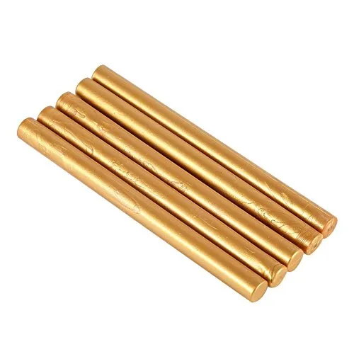 5pcs Sigillo Timbro Stick di Cera per la Sigillatura di Carte di Invito Matrimonio Compleanno Vintage Bianco Avorio (Oro)