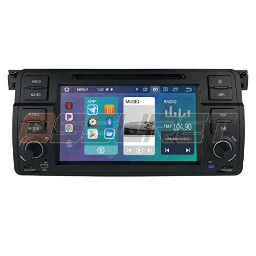 Android 10 Navigazione GPS per auto Bluetooth 1 Din Veicolo Stereo con touch screen da 7 pollici per BMW E46 Supporto Specchio Link Radio WiFi/4G Controllo del volante