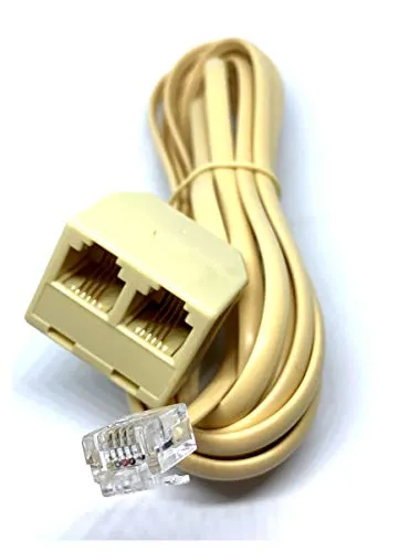 MainCore Estensione cavo telefonico splitter, da RJ11 maschio a 2 porte RJ11 femmina, per ADSL, telefono, 2 m