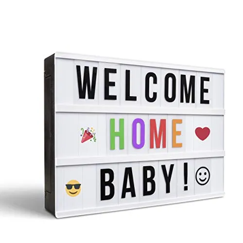 Gadgy LightBox LED A4 | Insegna Luminosa Con 40 Emojis, Cavo USB, 85 Lettere Nero | LED Vintage Lampada Cinematografica | 30x22x5,5 cm. Batteria o Elettricita