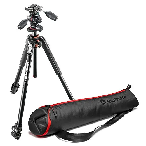 Manfrotto 190XPRO3 Treppiedi Fotografico con Colonna Centrale a 90 Gradi, Alluminio