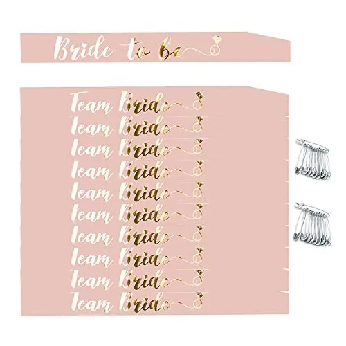 Aweisile Addio al Nubilato Sashes 12 Pezzi Bride To Be Sashes 1 + 11 Team Bride Telai Sposa Tribe Festa Nuziale Articoli con Spille di Sicurezza, per Hen Night Matrimonio Festa Addio al Nubilato