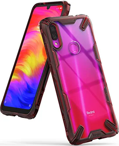 Ringek Fusion-X Compatibile con Cover Xiaomi Redmi Note 7 / Note 7 PRO (6.3") Custodia Antiurto con Paraurti TPU - Ruby Red