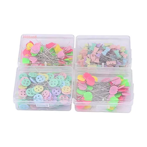 300Pcs Spilli Piatti a Forma Di Fiore, Ago Per Patchwork a Colori Ago Dritto, Utilizzato Per La Marcatura Del Processo Di Decorazione Dell'Indumento