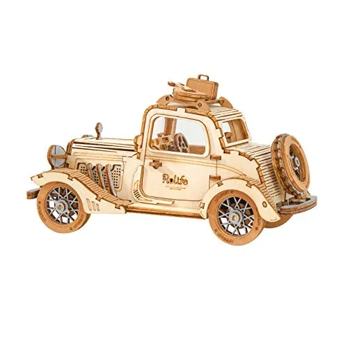 Rolife Puzzle 3D Legno per Bambini e Adulti Modellismo da Costruire Macchina Vintage Kit Modello, Vintage Car