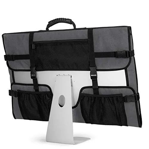 CURMIO Borsa da Viaggio per Computer Desktop Apple 27"iMac, Custodia Protettiva per Monitor Custodia Antipolvere con Manico in Gomma per Schermo iMac 27" e Accessori, Grigio