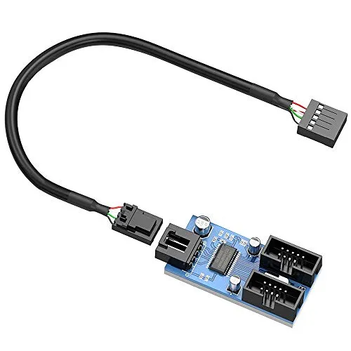Scheda madre USB 2.0 9pin Header 1 a 2 estensione Hub Splitter Adapter - Convertitore MB USB 2.0 Femmina a 2 Femmina - 30CM Cavo USB 9-pin Cavo Interno 9 pin Connettore Adattatore