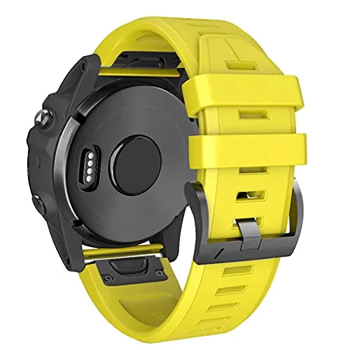 ANBEST Silicone Cinturino Compatibile con Garmin Fenix 6/Fenix 6 Pro/Fenix 5/Fenix 5 Plus Cinturino, 22mm Sostitutivo a Sgancio Rapido Braccialetto per Forerunner 935/945 Smart Watch, Giallo