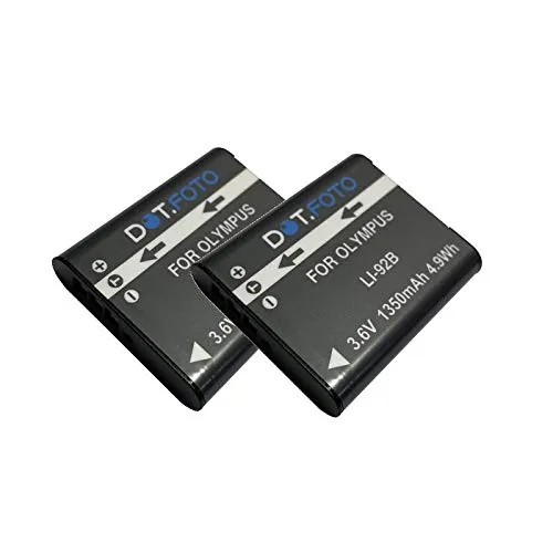 2 x Dot.Foto LI-92B Premium 3.6v / 1350mAh Batteria Ricaricabile per Olympus