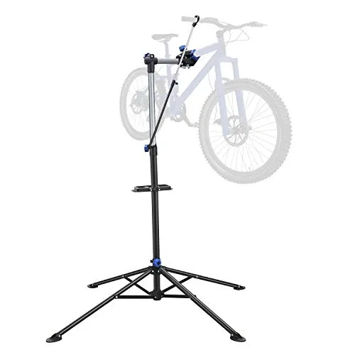 Yaheetech Cavalletto Supporto Bici Manutenzione Professionale da Terra Pieghevole Regolabile Altezza con Asta Ferma Manubrio Nero