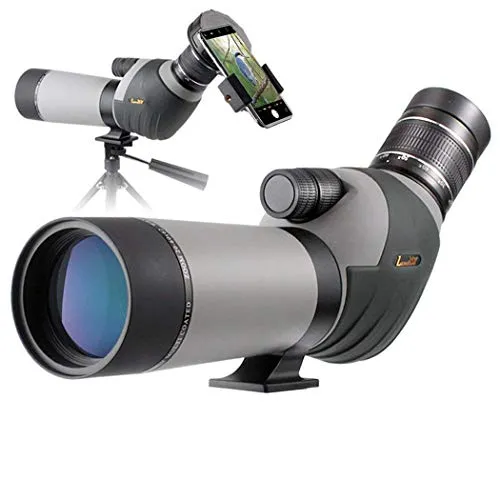 Zoom 20-60x80 Zoom Cannocchiale HD 24mm BAK4 Angolato Grande Oculare Dual Focus Telescopio Adattatore Impermeabile Scope per Bird Watching Caccia al Bersaglio Target Caccia