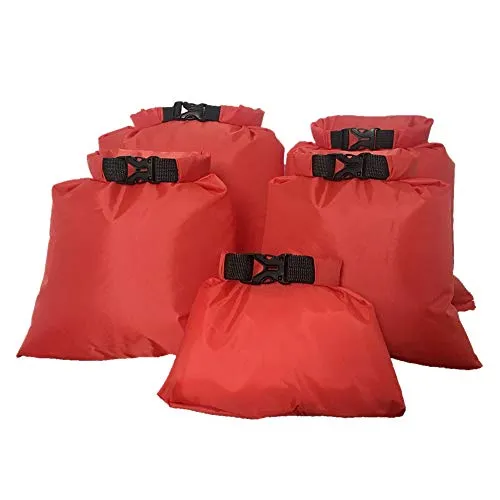 Borse Impermeabili per Imbarcazioni/, Ultraleggeri Sacchetti Impermeabile 1,5L/2,5L/3,5L/4,5L/6L Dry Bags Sacco Set per Barca, Trekking, Kayak, Canoa, Pesca, Rafting, Nuoto, Nautica (Rosso)