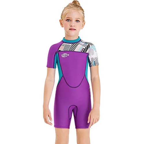 Lunch box Ragazze Figura Intera Estate Muta da Sub, Bambini Neoprene Surf Bodyboard Muta da Sub, Professionista Surf Abbigliamento Tuta Sci Nautico Abbigliamento,Viola,S