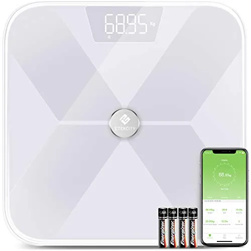 Etekcity Bilancia Pesapersone Professionale Bluetooth Bilancia Pesa Persona Digitale 180Kg Bilancia Impedenziometrica Smart 13 Dati Precisi con ITO Conduttivo LED Display Retroilluminato Errore 0,4kg