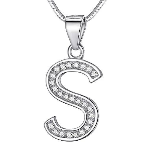 Morella Collana Donna con Ciondolo a Forma di Lettera S in Argento 925 rodiato, Lunghezza 45 cm