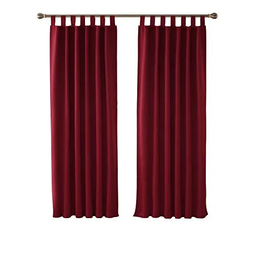 Deconovo Tende Camera da Letto Oscuranti Termiche Isolanti 2 Pannelli con Passanti per Interni 100% Poliestere 117x183 CM Rosso Scuro