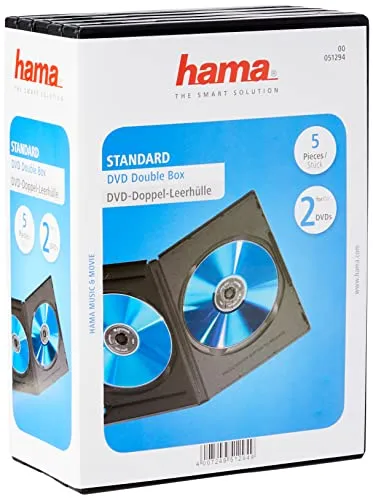 Hama Custodia Dvd Doppia, 5 Pezzi, Nero