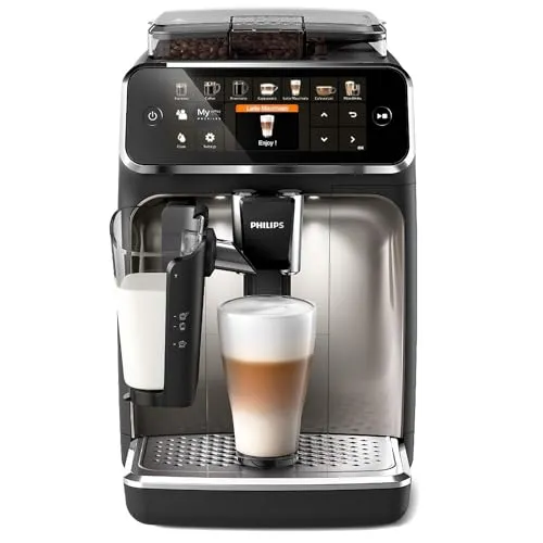 Philips 5400 Series Macchina Da Caffè Automatica - Montalatte LatteGo, 12 Bevande, Display Intuitivo, 4 Profili Utente, Cromato (EP5447/90)