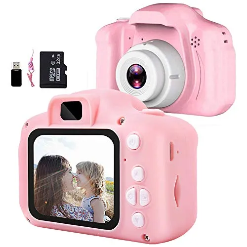 Fotocamera per Bambini,Mini Ricaricabile Videocamera Fotocamera Digitale Portatile con 32GB Scheda 1080P HD Videocamera Macchina Fotografica Bambini per ragazzi e ragazze di 3-9 anni