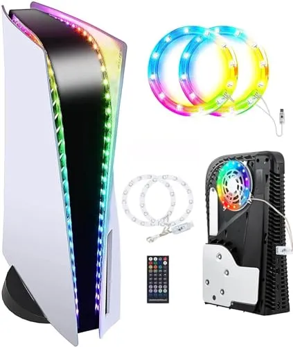 Striscia Led Rgb Per Console Playstation 5, 7 Colori Accessori Decorativi Per Effetti Multipli Strisce Luminose A Nastro Flessibile Per Console Ps5/Slim Con Telecomando Ir