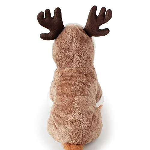Esoes - Costume natalizio da renna per cane e gatto, divertente costume da renna per cosplay di animali domestici, abbigliamento invernale caldo con cappuccio