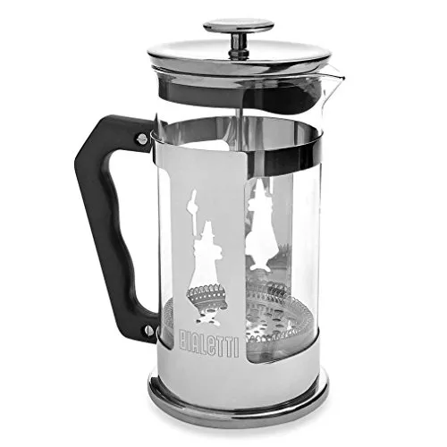 Bialetti Coffee Press Preziosa, Pressofiltro French Press per Caffè o Tè, Corpo in Acciaio Inox e Contenitore in Vetro Borosilicato, Lavabile in Lavastoviglie, 1 litro, 8 tazze