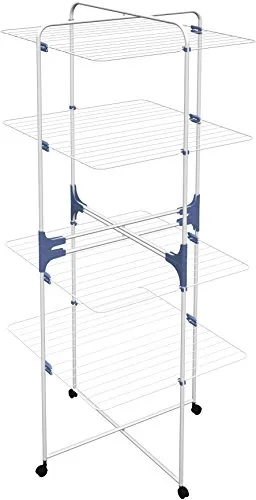 Gimi Linear 2+2 Stendino Verticale, Stendibiancheria a Torre, da Pavimento, per Box Doccia, Spazio di Stenditura 44 m, con Ruote, Acciaio, 69 x 73.5 x 181.5 cm