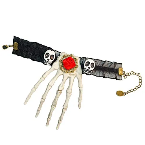 Amosfun Skull Skeleton Hand Bracelets Braccialetto Artiglio Fantasma da Donna Accessori per Catene di Halloween