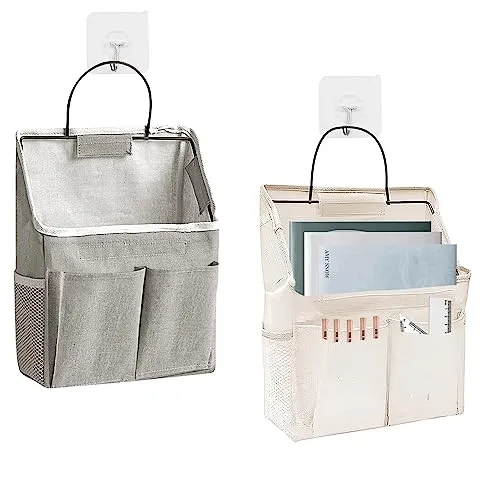 HAOMEEDUO 2 Pezzi Borsa da Appendere a Parete Borsa Portaoggetti da Parete per Bagno Organizer da Appendere alla Parete per Armadio, Bagno, Cucina, Camper 23 * 11 * 29cm (Bianco/Grigio)