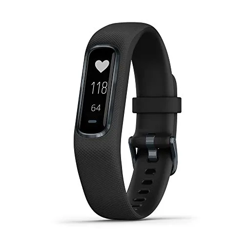 Garmin Vivosmart 4, fitness tracker con cardiofrequenzimetro e bue cardiaco, nero, banda larga