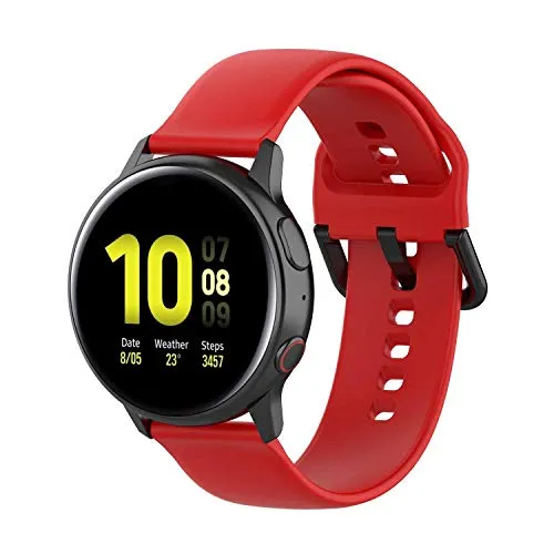 Yikamosi Compatibile con Samsung Galaxy Watch Active 2 Cinturino,Sgancio rapido Silicone Chiusura in Acciaio Inossidabile Cinturino di Ricambio per Galaxy Watch Active 2 40mm/44mm,Rosso