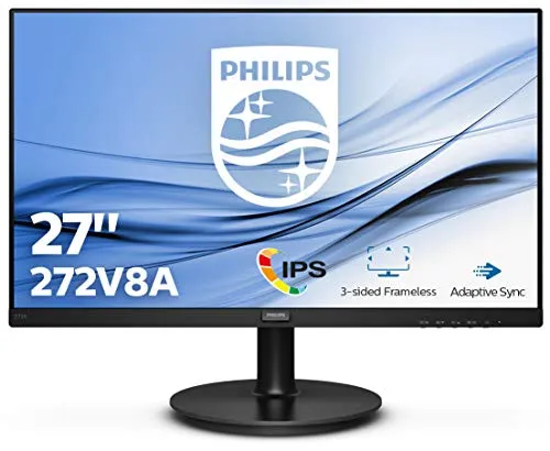 Philips 272V8A - Monitor da 68 cm (27 pollici), HDMI, DisplayPort, tempo di risposta 4 ms, 1920 x 1080, 75 Hz, FreeSync), colore: Nero