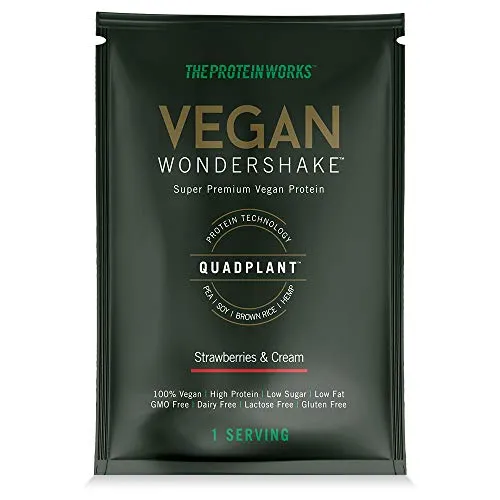 Vegan Wondershake | Frullato Vegano Proteico | Super Vellutato, Gusto Delizioso | THE PROTEIN WORKS | 1 Porzione | Fragole & Panna, 25g